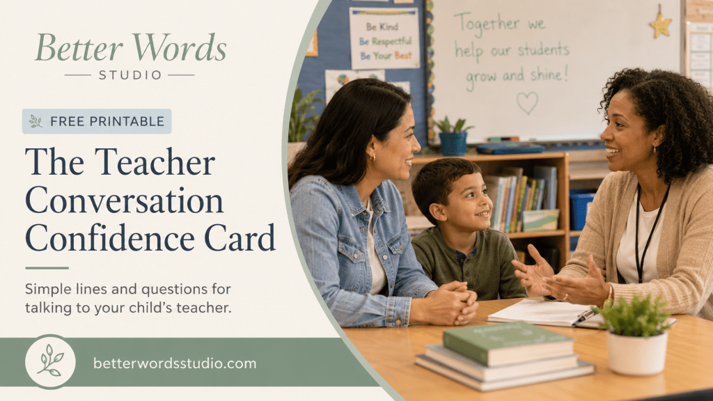 Free “Teacher Conversation Confidence Card” Printable